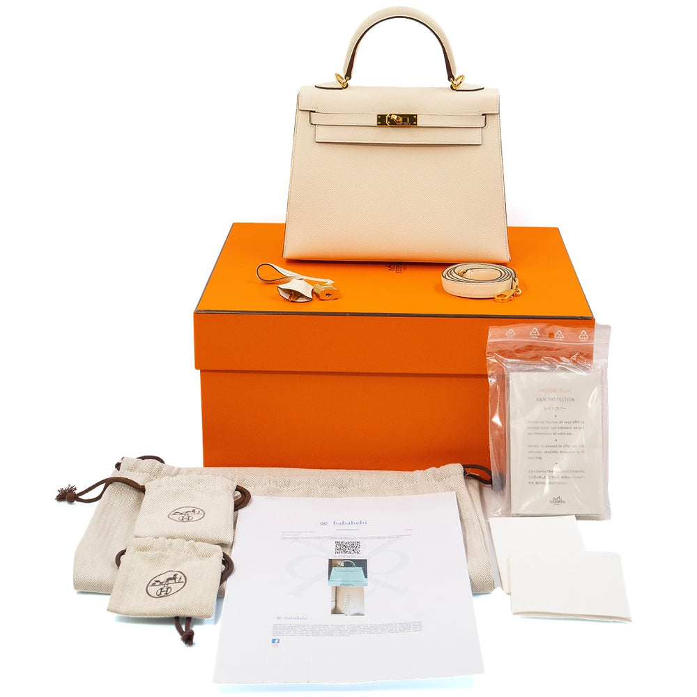 Hermès Kelly 25 Sellier Bag in Nata Epsom Leather with Gold Hardware - Gemaee  UAE