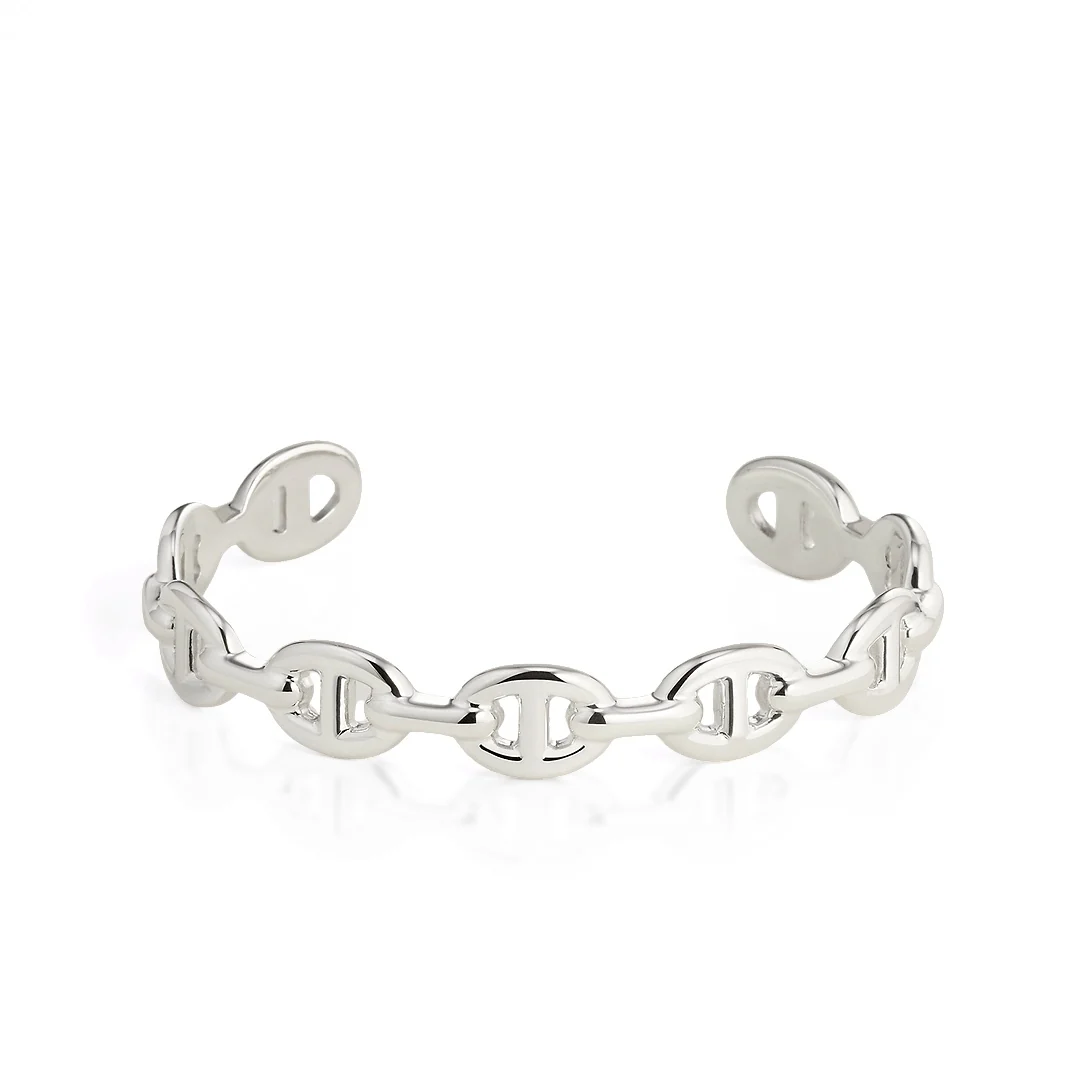 Hermès Chaîne d’Ancre Enchaînée Medium Model ST Sterling Silver Bracelet - Gemaee  UAE