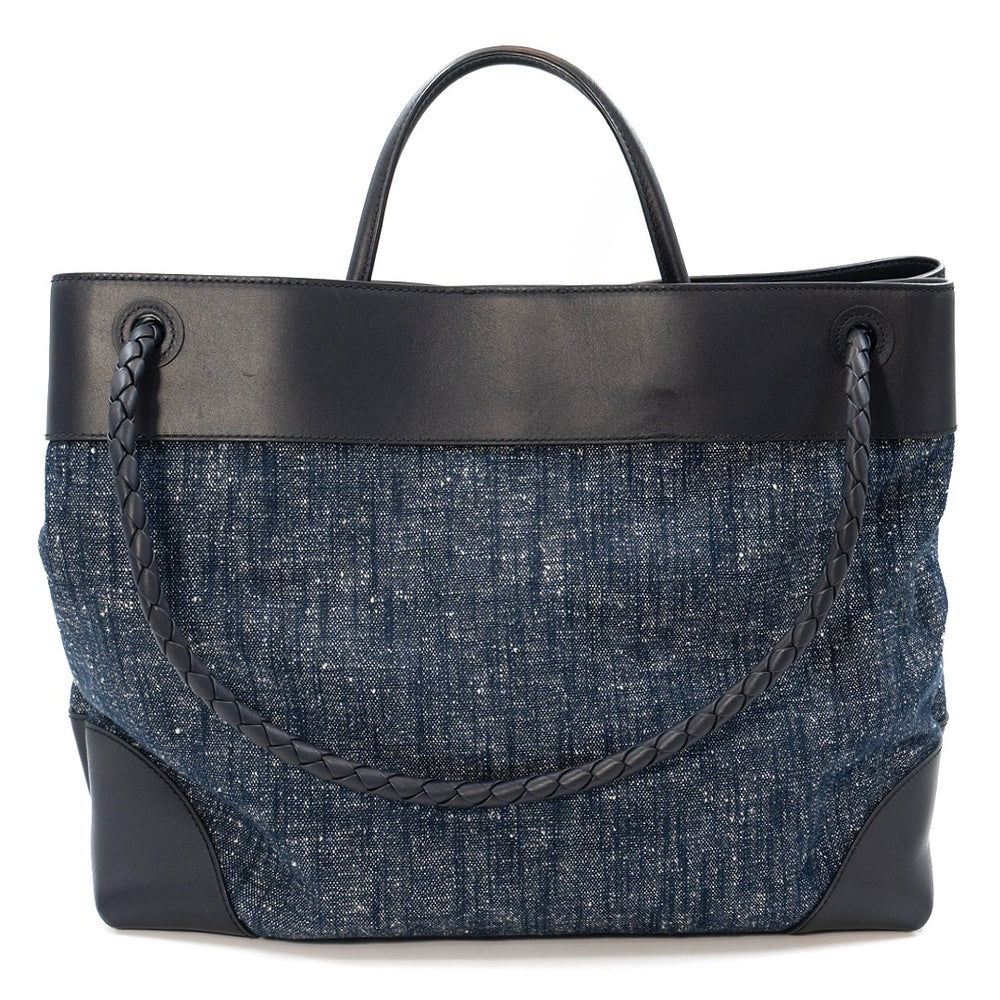 Bottega Veneta Large Andiamo Top Handle Bag in Navy White Space - Gemaee  UAE