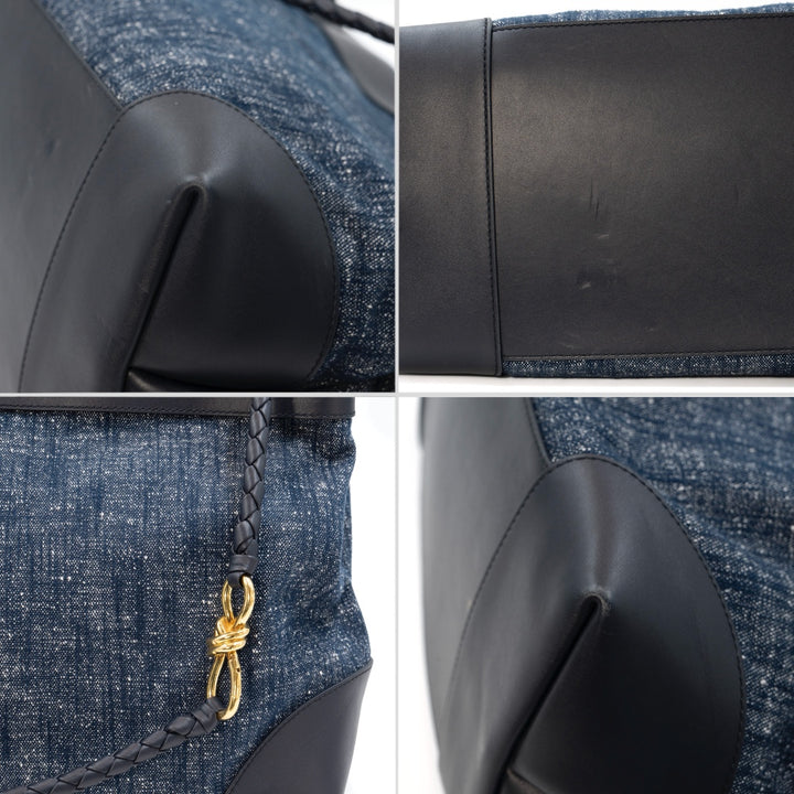 Bottega Veneta Large Andiamo Top Handle Bag in Navy White Space - Gemaee  UAE