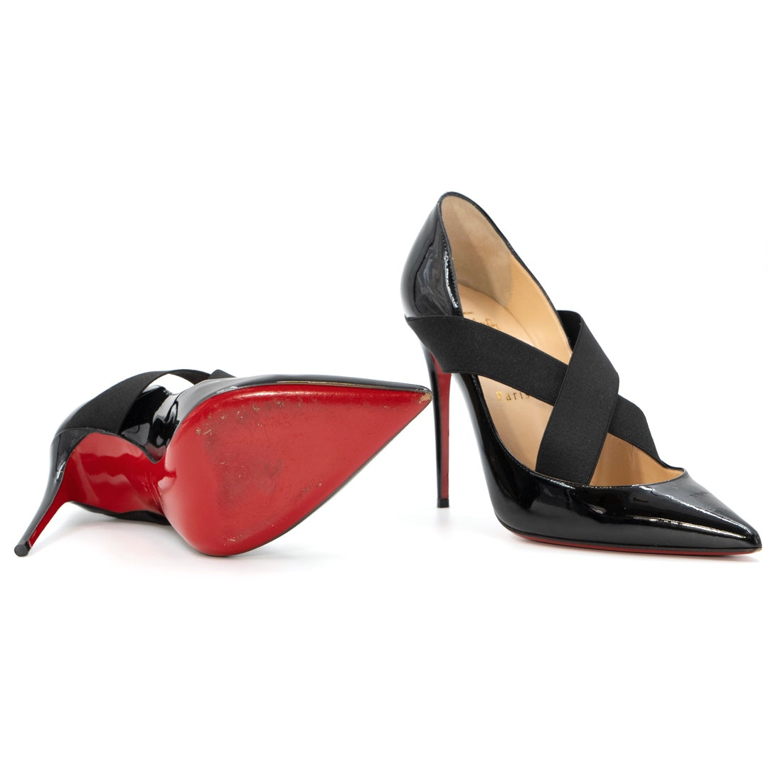 Christian Louboutin Black Patent Leather Sharpstagram Pumps - Gemaee  UAE