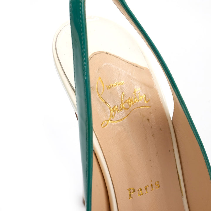 Christian Louboutin Tri-Color Patent Leather Flo Sling Pumps - Gemaee  UAE