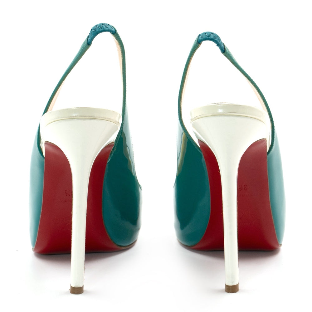 Christian Louboutin Tri-Color Patent Leather Flo Sling Pumps - Gemaee  UAE