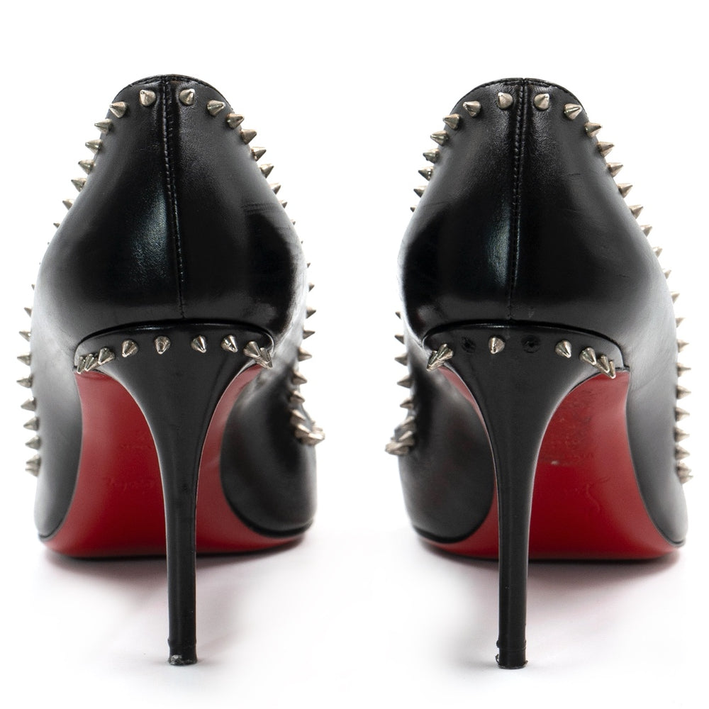 Christian Louboutin Anjalina Black Leather Studded Pointed-Toe Pumps - Gemaee  UAE