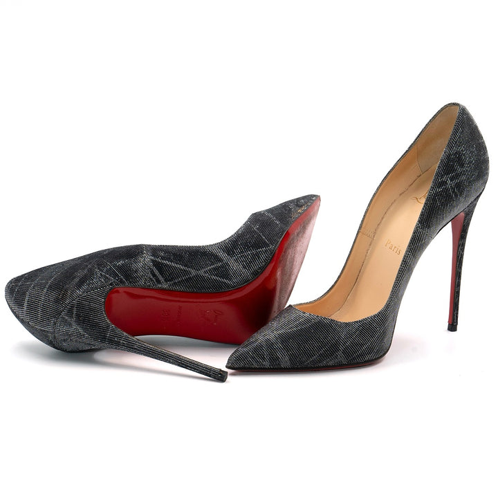 Christian Louboutin Metallic Grey Fabric So Kate Pumps - Gemaee  UAE