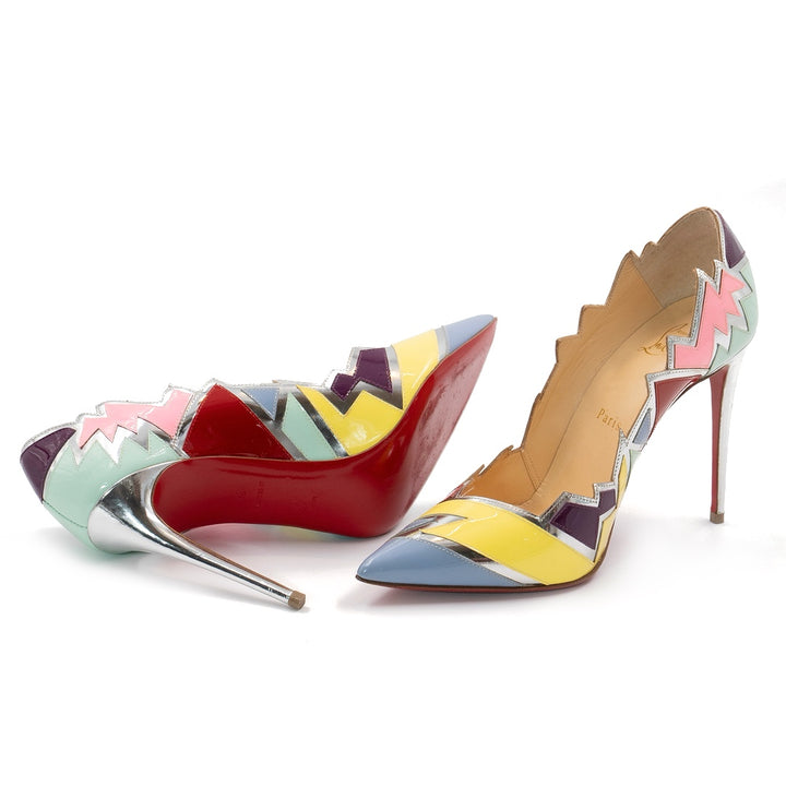 Christian Louboutin Metallic Multicolor Patent Leather Explotek Zig-Zag Pumps - Gemaee  UAE