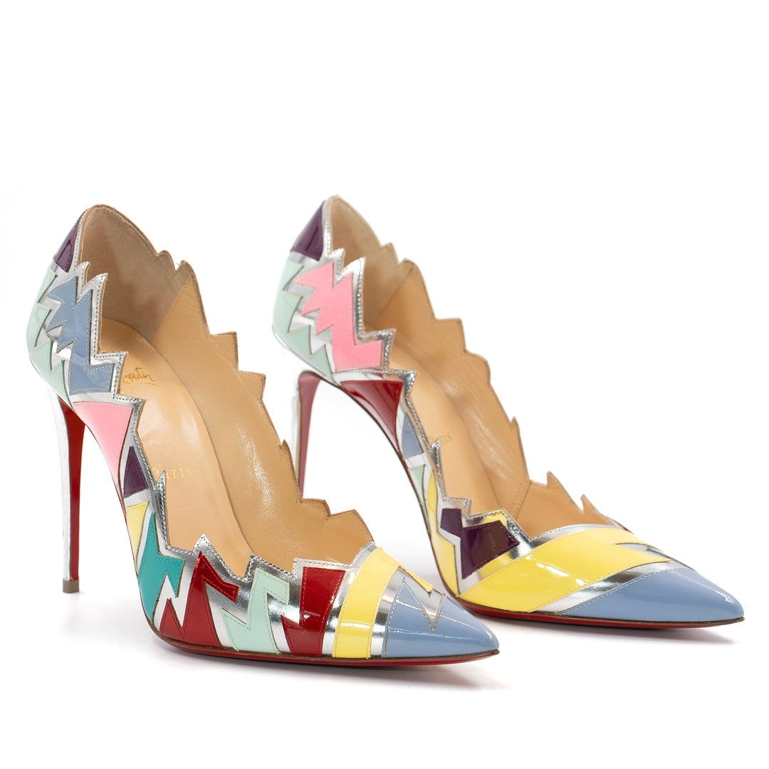 Christian Louboutin Metallic Multicolor Patent Leather Explotek Zig-Zag Pumps - Gemaee  UAE