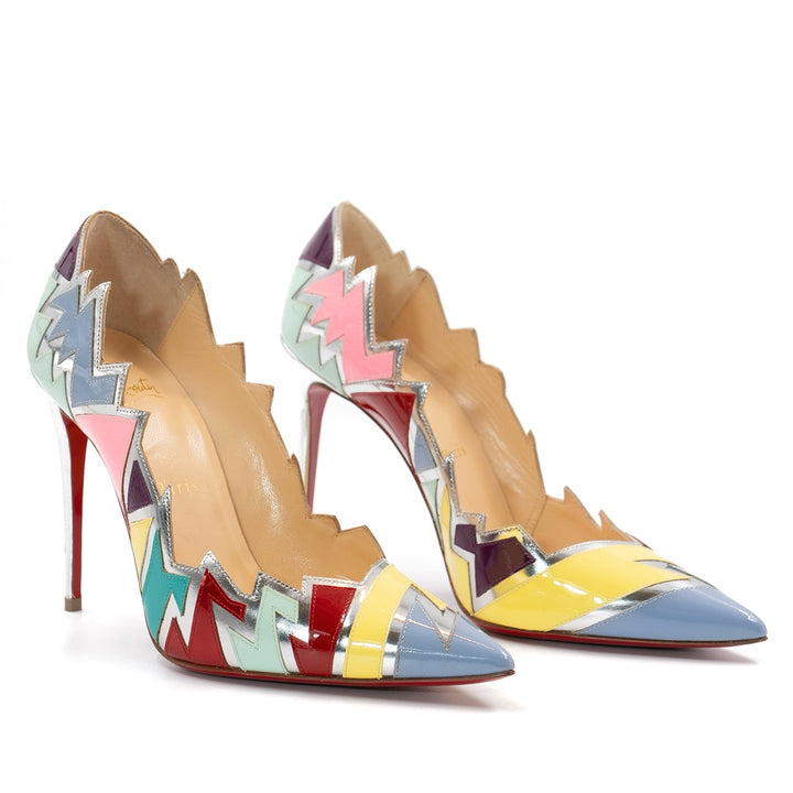 Christian Louboutin Metallic Multicolor Patent Leather Explotek Zig-Zag Pumps - Gemaee  UAE