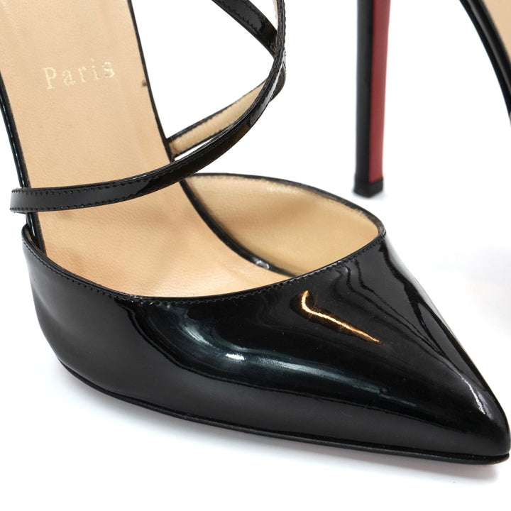 Christian Louboutin Cross Blake Black Patent Leather Pumps - Gemaee  UAE