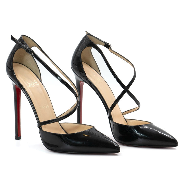 Christian Louboutin Cross Blake Black Patent Leather Pumps - Gemaee  UAE