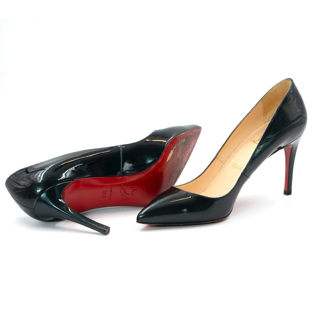 Christian Louboutin Green Patent Leather Pumps - Gemaee  UAE