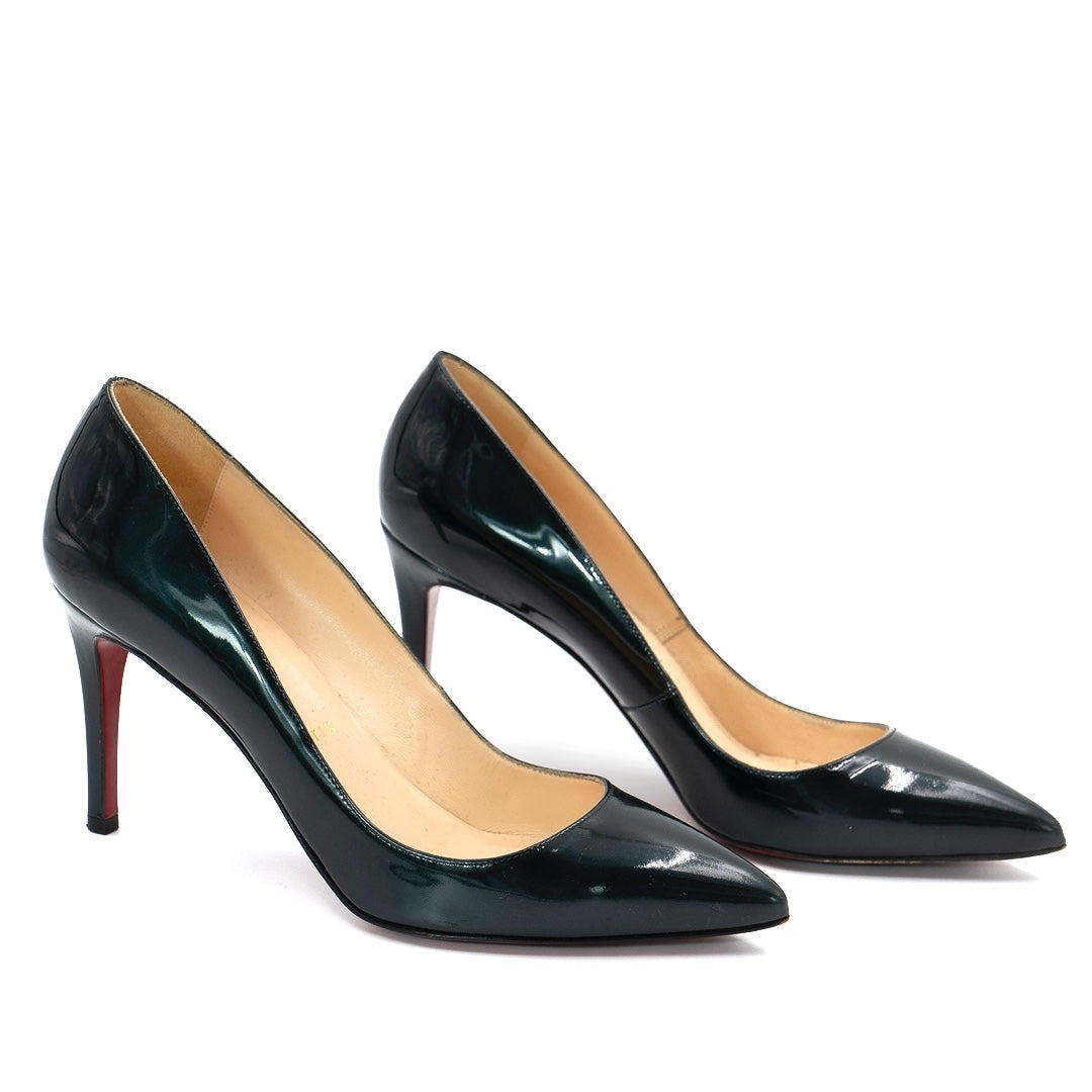 Christian Louboutin Green Patent Leather Pumps - Gemaee  UAE
