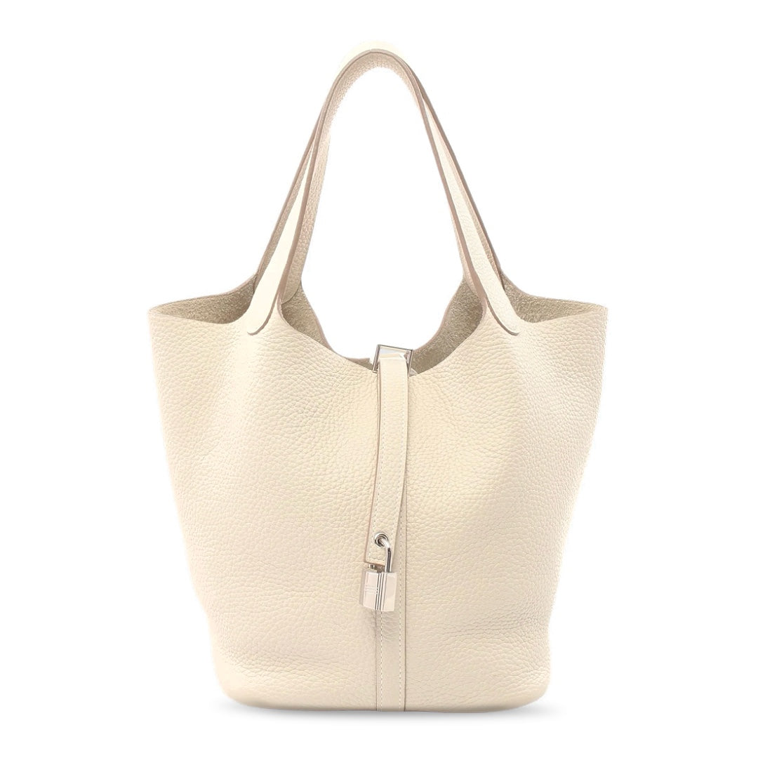 Hermès Picotin Lock 18 Clemence Leather Bag in Nata with Palladium Hardware - Gemaee  UAE