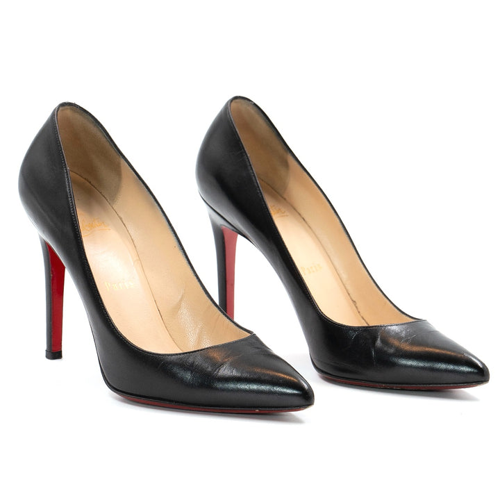 Christian Louboutin Black Leather Pumps - Gemaee  UAE