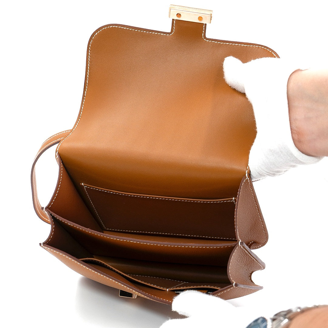 Hermès Constance 18 Bag in Gold Epsom Leather with Rose Gold Hardware - Gemaee  UAE