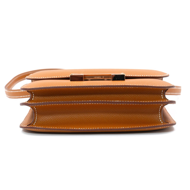 Hermès Constance 18 Bag in Gold Epsom Leather with Rose Gold Hardware - Gemaee  UAE