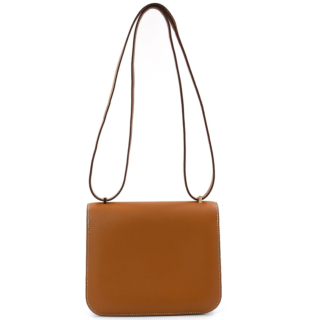 Hermès Constance 18 Bag in Gold Epsom Leather with Rose Gold Hardware - Gemaee  UAE