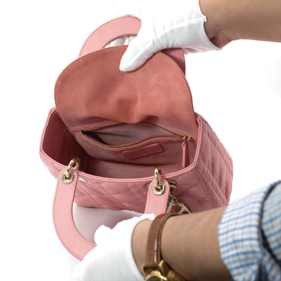 Dior Lady Dior Small Bag in Pink Cannage Lambskin