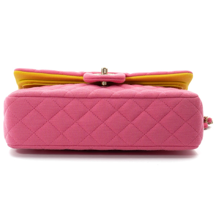Chanel Classic Medium Double Flap Bag in Pink Quilted Jersey