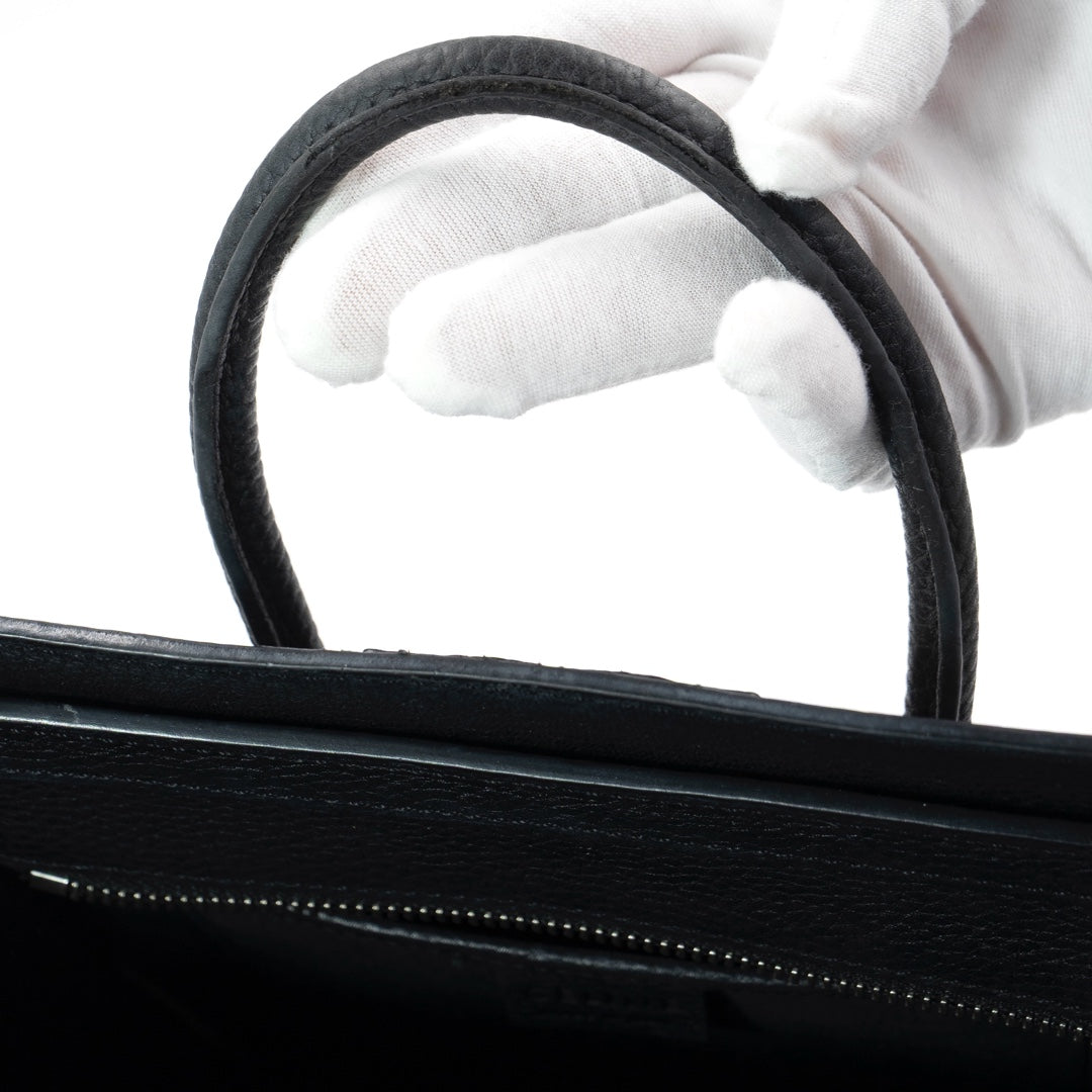 Celine Nano Black Drummed Calfskin Leather Luggage Bag