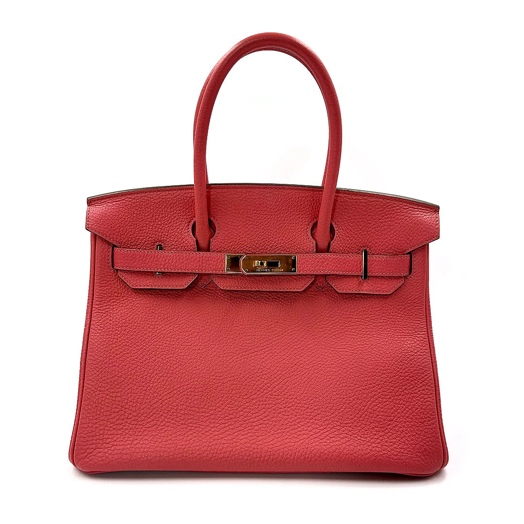 Hermès Birkin 30 Togo Leather Handbag in Rouge Pivoine - Gemaee  UAE