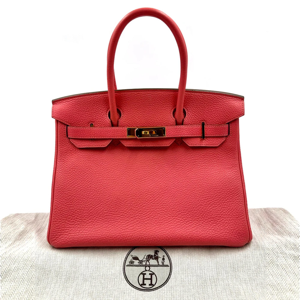 Hermès Birkin 30 Togo Leather Handbag in Rouge Pivoine - Gemaee  UAE