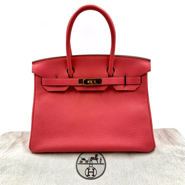 Hermès Birkin 30 Togo Leather Handbag in Rouge Pivoine - Gemaee  UAE