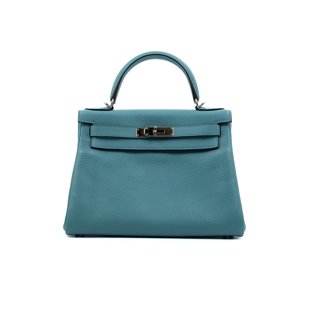Hermès Kelly 28 Togo Blue Atol Palladium Hardware Bag - Gemaee  UAE