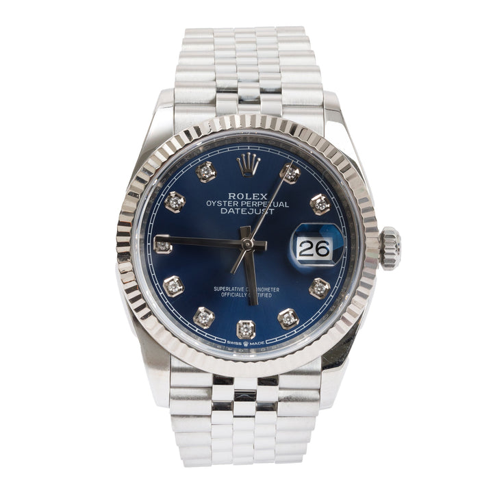 Rolex Datejust 36 10P Princess Cut Diamond Blue Dial - Gemaee  UAE