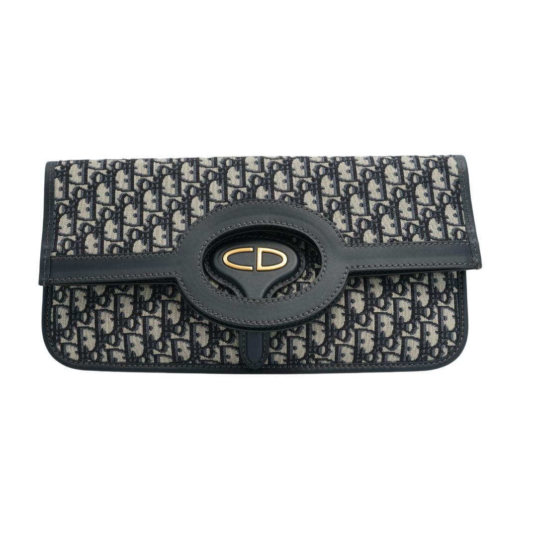 Dior Oblique Fold Over Clutch Blue Bag - Gemaee  UAE