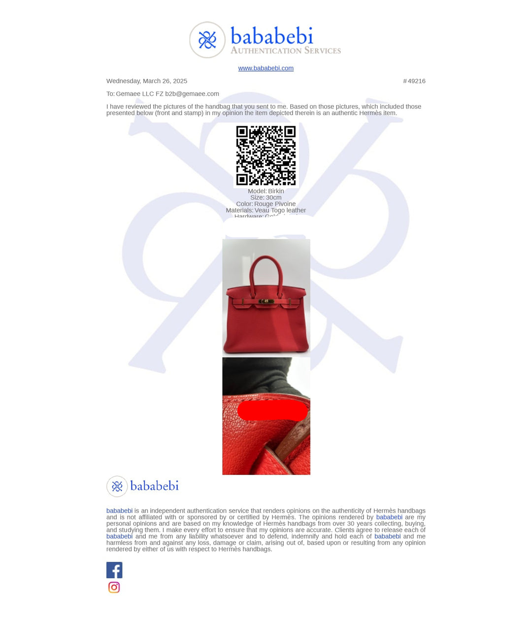 Hermès Birkin 30 Togo Leather Handbag in Rouge Pivoine - Gemaee  UAE