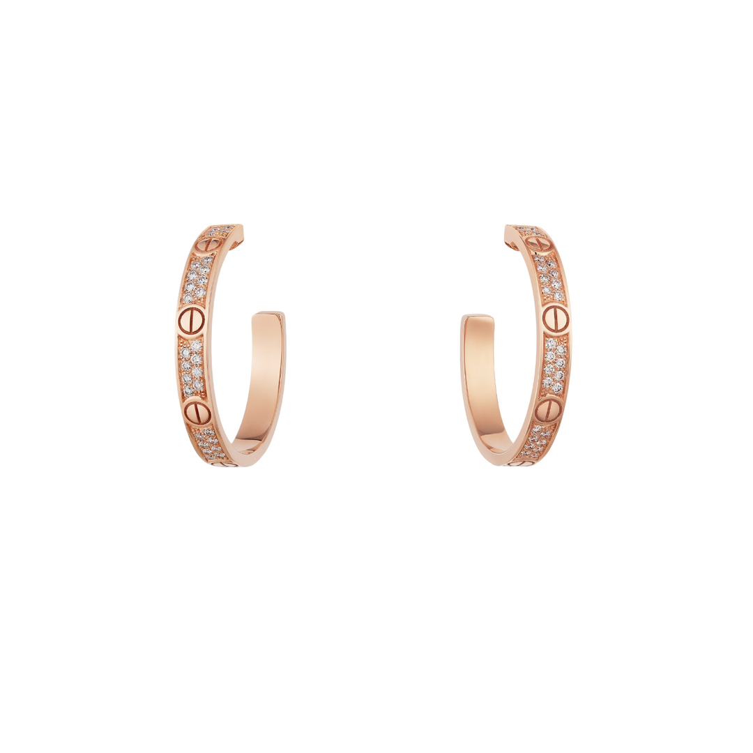 Cartier Love Earrings Rose Gold Diamonds - Gemaee  UAE