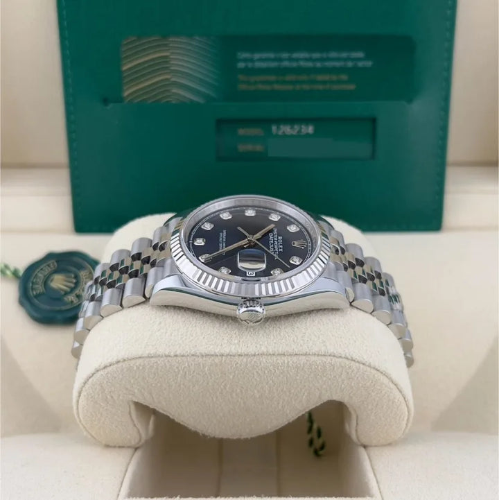 Rolex Datejust 36 10P Princess Cut Diamond Blue Dial - Gemaee  UAE