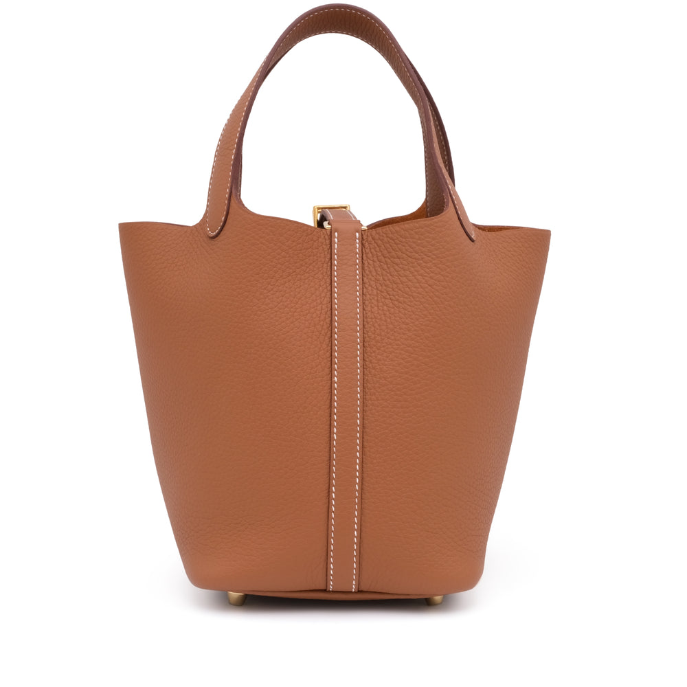 Hermès Picotin Lock 22 in Gold Taurillon Clémence Leather with Gold Hardware - Gemaee  UAE