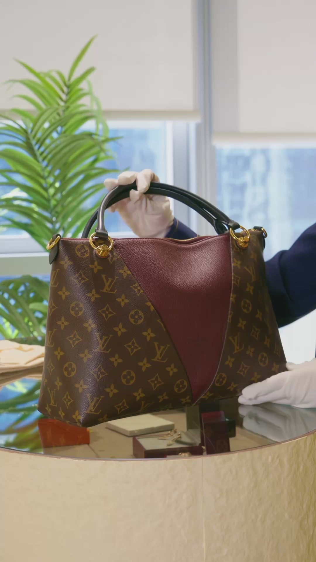 Louis Vuitton Bordeaux Monogram Canvas MM V Tote Bag