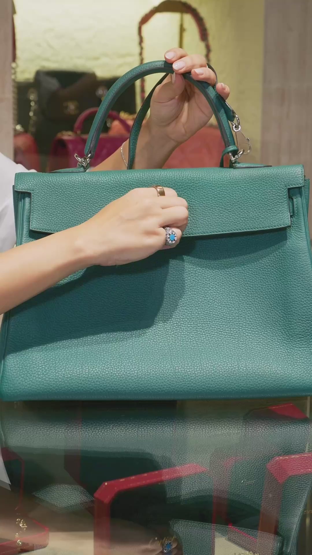 Hermès Kelly 35 Malachite Togo Leather with Palladium Hardware