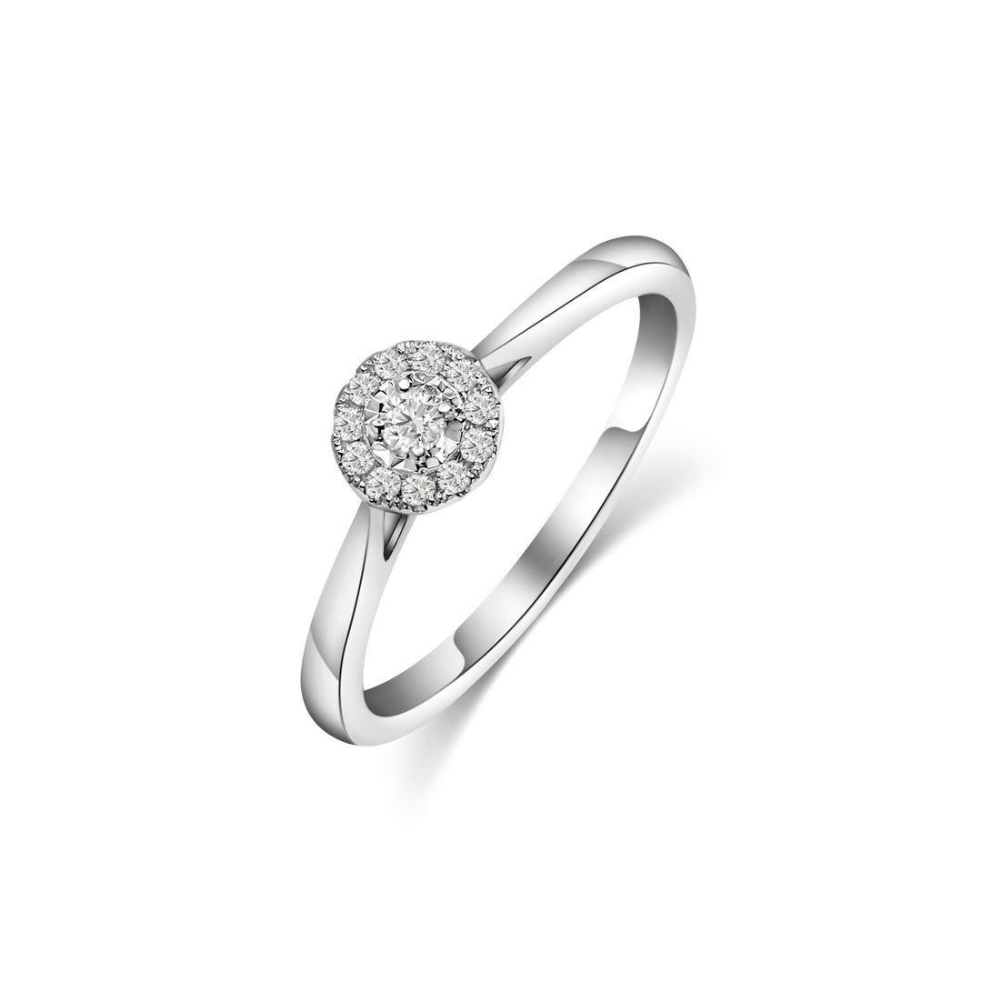 18K White Gold And Diamond Illuminate Ring- 0.07 CT - Gemaee UAE