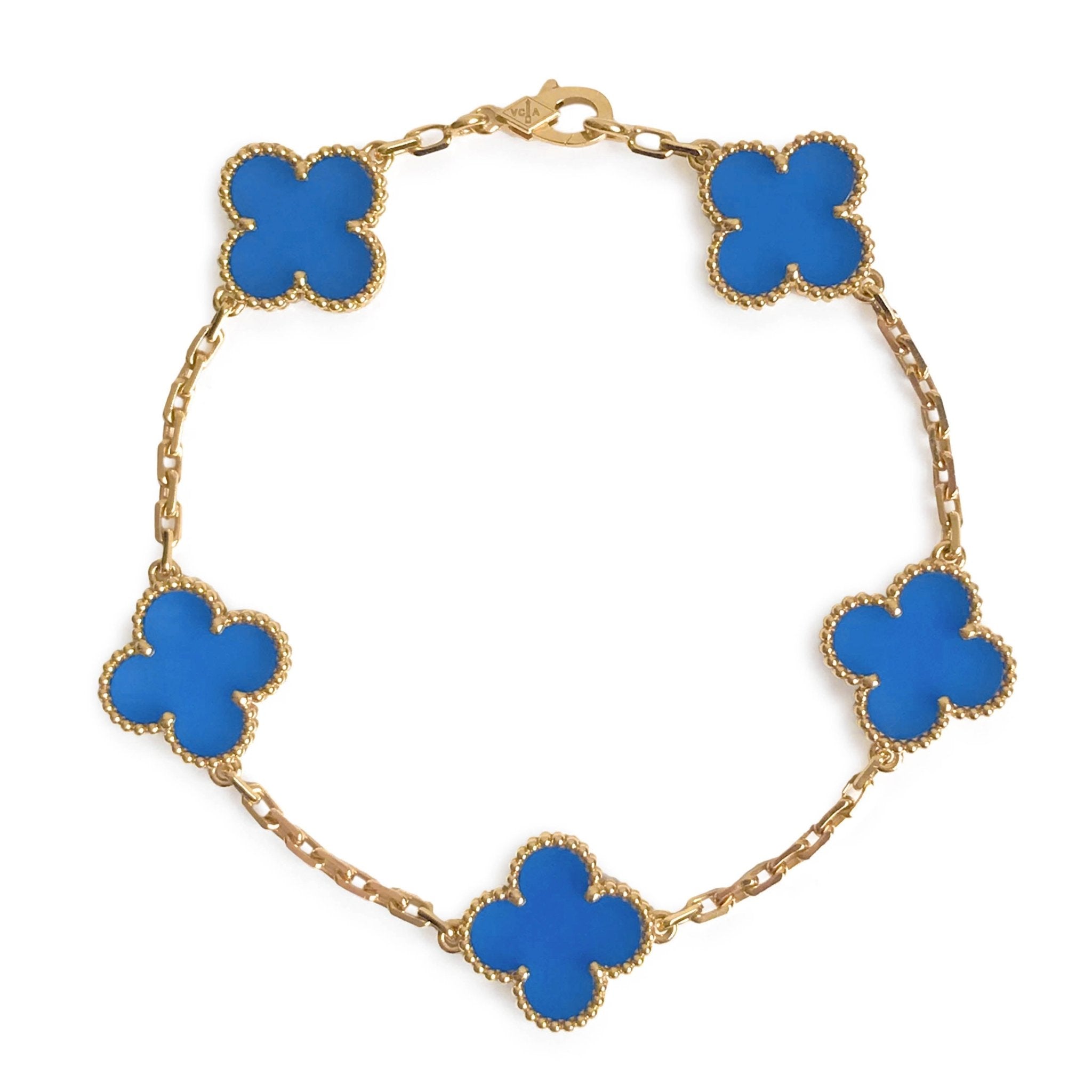 18K Yellow Gold Van Cleef Arpels Vintage Alhambra Bracelet Gemaee UAE