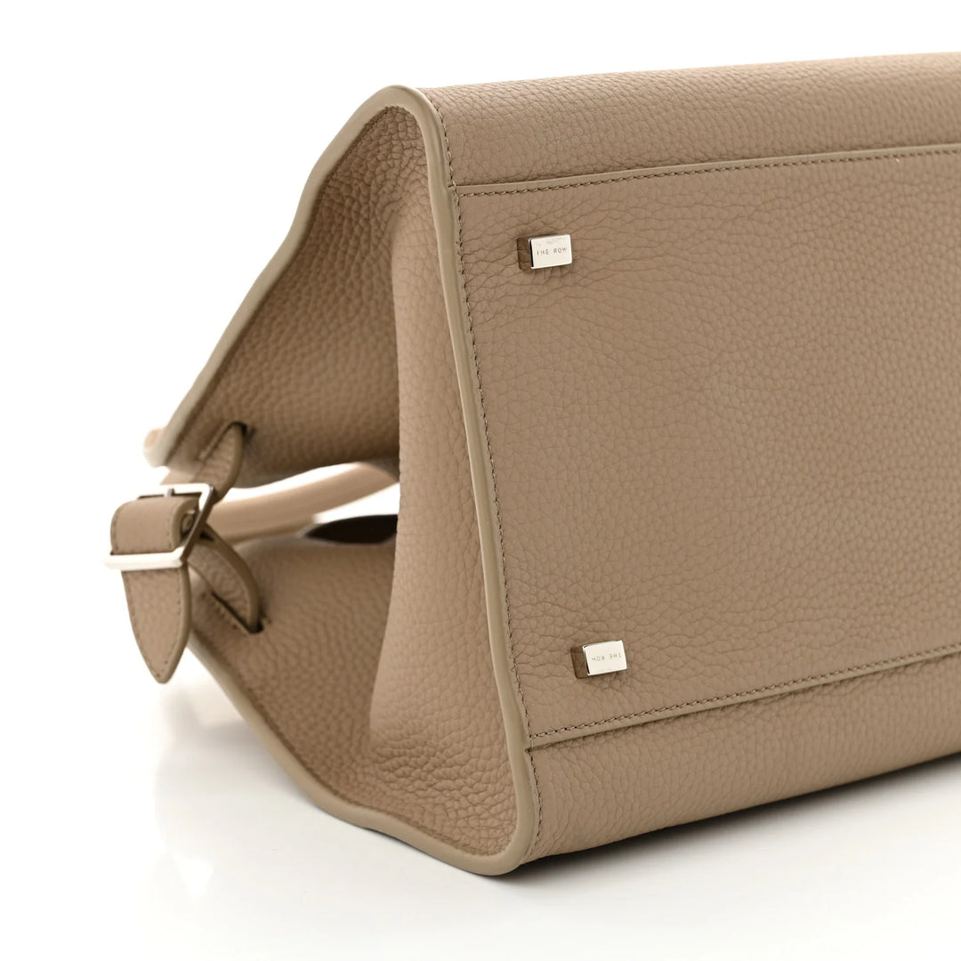 The Row Margaux 12 Matte Grained Calfskin Soft  Dark Taupe Bag
