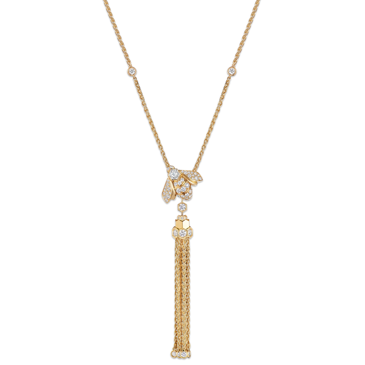 Chaumet Bee de Chaumet Pompon Pendant Necklace in Yellow Gold with Hexagonal-Cut and Brilliant-Cut Diamonds