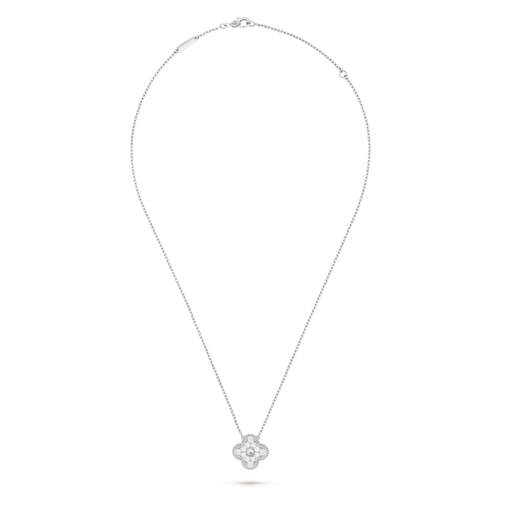 Van Cleef & Arpels Vintage Alhambra Pendant in 18K White Gold with Diamonds - Gemaee  UAE