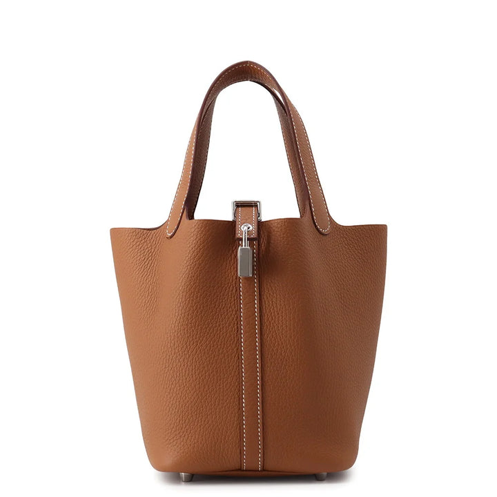 Hermès Picotin Lock 18 in Gold Taurillon Clémence Leather with Palladium Hardware