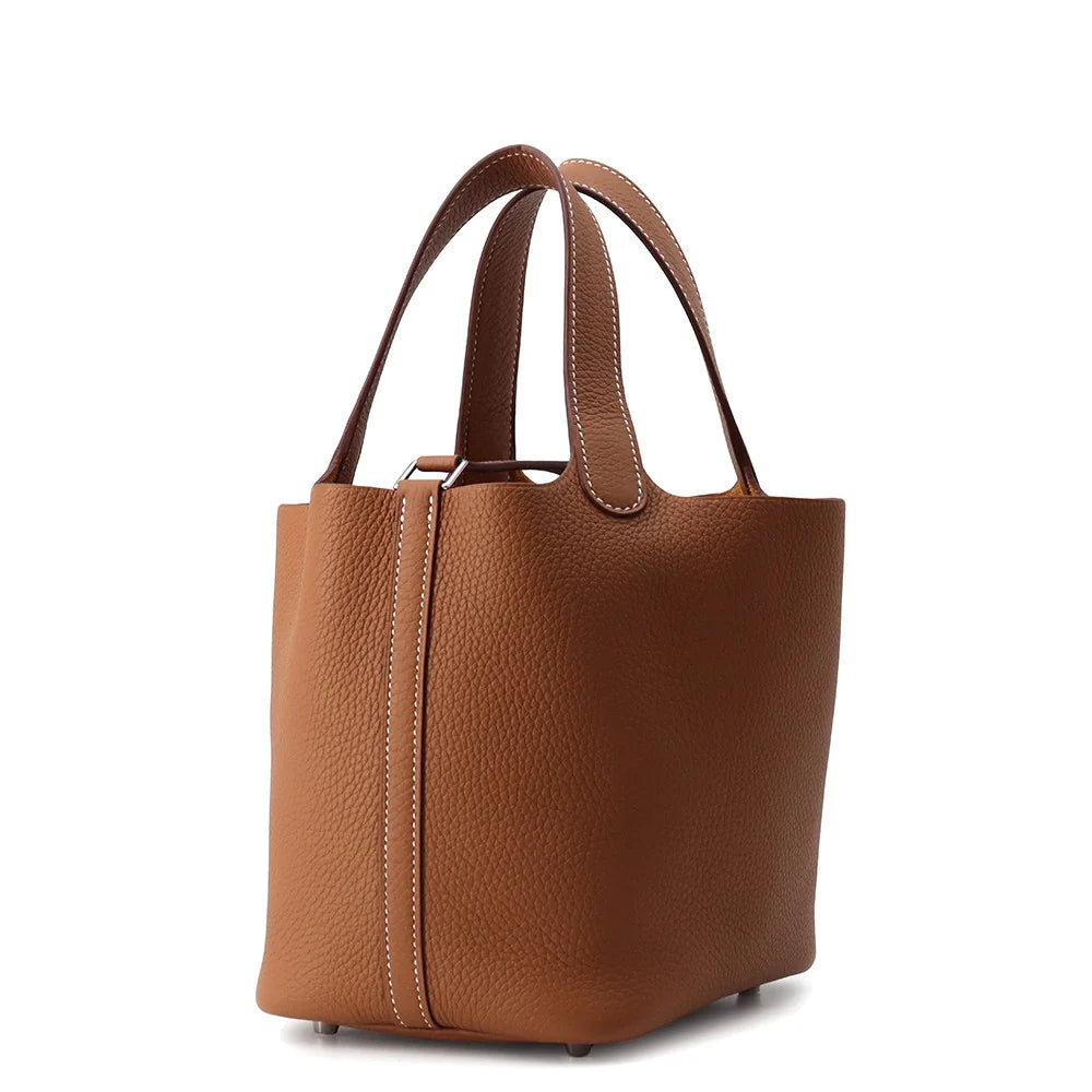 Hermès Picotin Lock 18 in Gold Taurillon Clémence Leather with Palladium Hardware