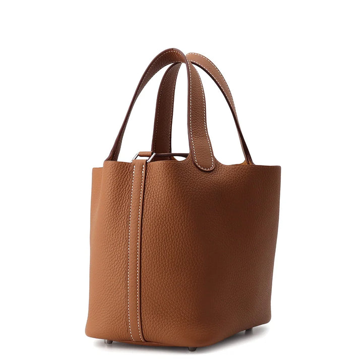 Hermès Picotin Lock 18 in Gold Taurillon Clémence Leather with Palladium Hardware
