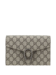 Gucci Dionysus Wallet on Chain in Beige and Ebony GG Supreme Canvas