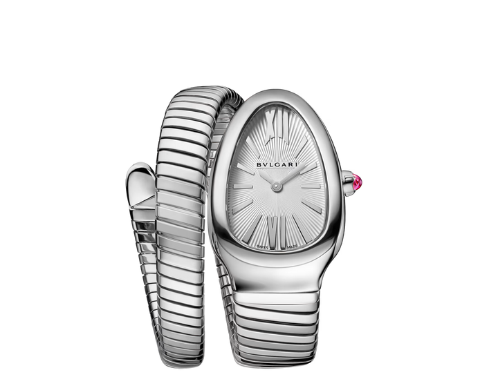 Bulgari Serpenti Tubogas 35 mm Watch in Stainless Steel with Silver Dial - Gemaee  UAE