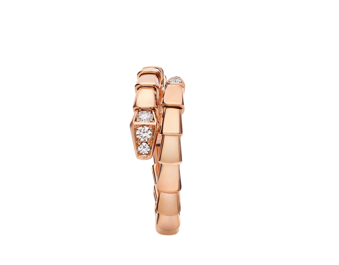 Bulgari Serpenti Viper Ring in 18K Rose Gold with Pavé Diamonds - Gemaee  UAE