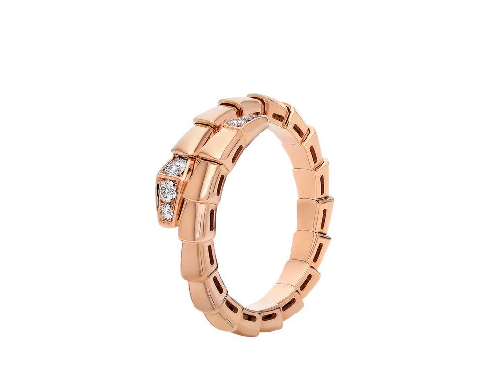 Bulgari Serpenti Viper Ring in 18K Rose Gold with Pavé Diamonds - Gemaee  UAE