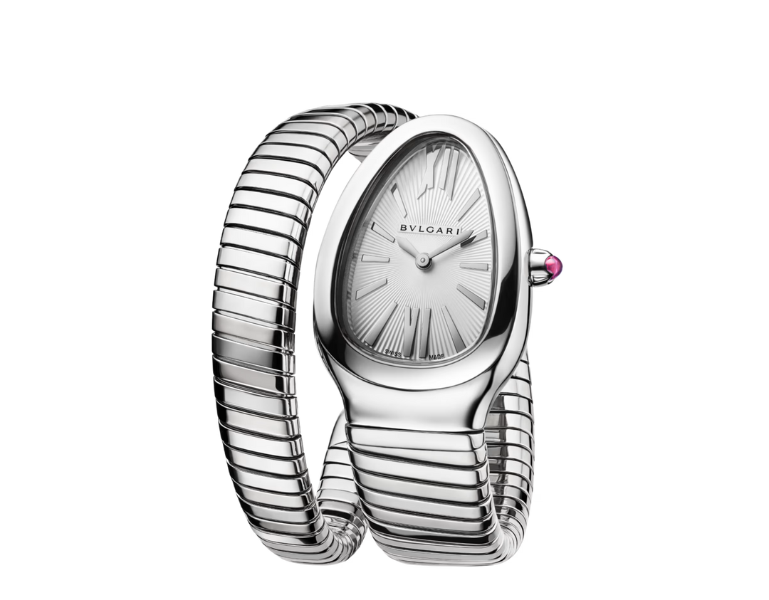 Bulgari Serpenti Tubogas 35 mm Watch in Stainless Steel with Silver Dial - Gemaee  UAE