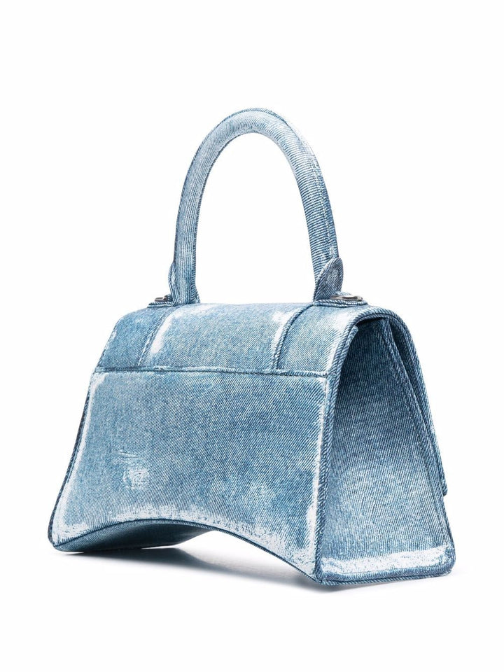 Balenciaga Hourglass Handbag in Denim Printed in Blue